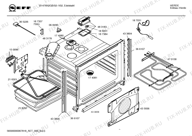 Схема №6 B1476N1GB с изображением Кольцо для духового шкафа Bosch 00181165