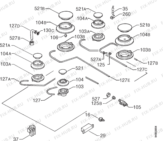 Взрыв-схема плиты (духовки) Zanussi ZGF755IX - Схема узла Functional parts 267