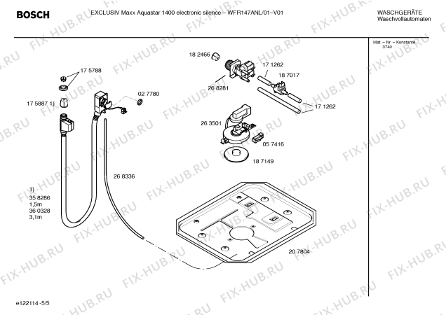 Взрыв-схема стиральной машины Bosch WFR147ANL Exclusiv Maxx Aquastar 1400 electronic - Схема узла 05