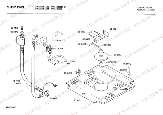 Взрыв-схема стиральной машины Siemens WV55230021 SIWAMAT 552 - Схема узла 06