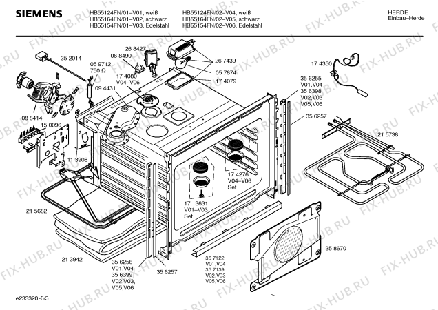 Взрыв-схема плиты (духовки) Siemens HB55124FN - Схема узла 03