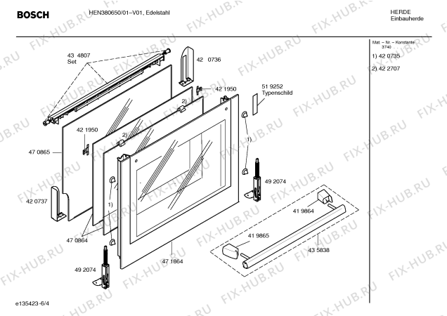 Схема №3 HEN380650 с изображением Панель управления для плиты (духовки) Bosch 00437857