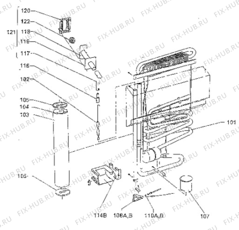 Взрыв-схема холодильника Electrolux RM4263F - Схема узла Cooling system 017