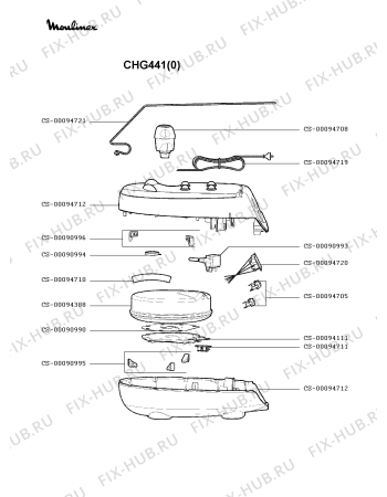 Схема №1 CHG445(0) с изображением Ручка для утюга (парогенератора) Moulinex CS-00094868