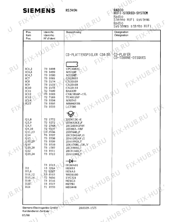 Схема №11 RS3494 с изображением Сервисная инструкция для телевизора Siemens 00535243