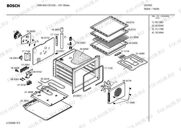 Схема №4 HSN842CEU с изображением Панель управления для духового шкафа Bosch 00431034