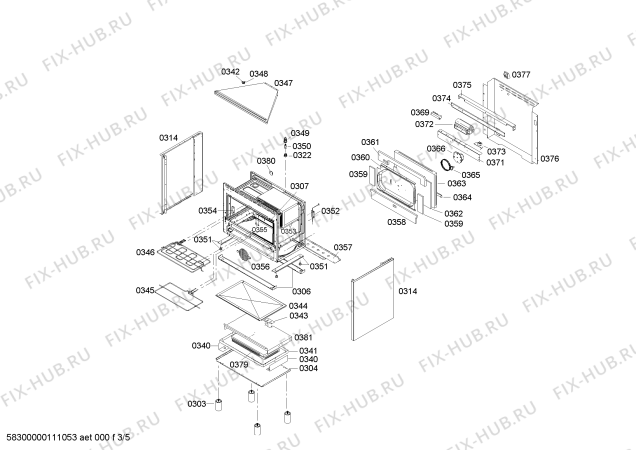 Взрыв-схема плиты (духовки) Bosch HSB745055E Bosch - Схема узла 03