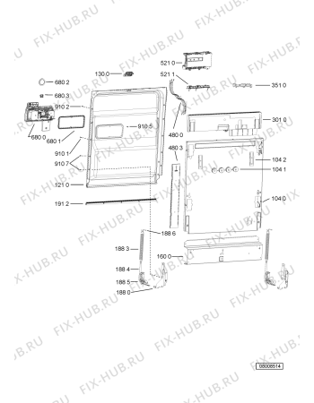 Схема №4 GSX 3000/1 с изображением Панель для посудомоечной машины Whirlpool 480140103059