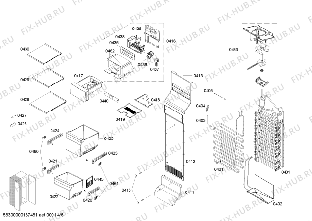 Взрыв-схема холодильника Bosch KAD62P90 - Схема узла 04