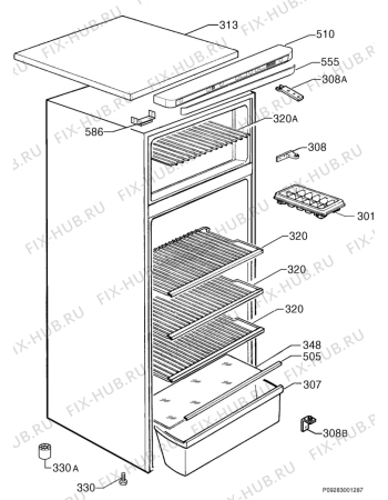 Взрыв-схема холодильника Faure FRD270W - Схема узла Housing 001