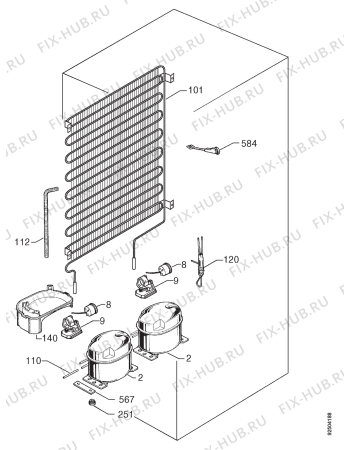 Взрыв-схема холодильника Electrolux ER1824I - Схема узла Cooling system 017