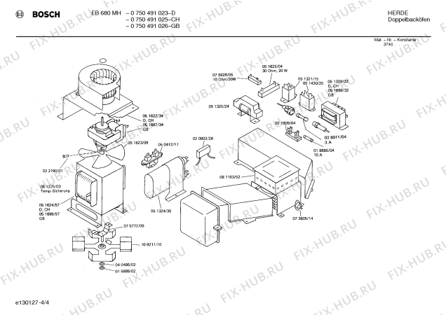 Взрыв-схема плиты (духовки) Bosch 0750491026 EB680MH - Схема узла 04