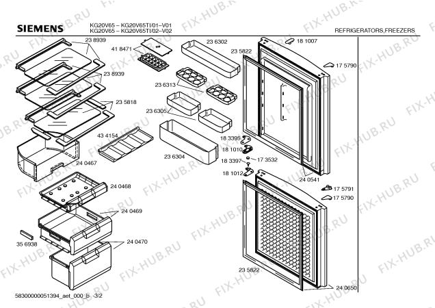 Взрыв-схема холодильника Siemens KG20V65TI - Схема узла 02