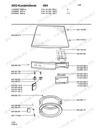 Схема №1 LAV30600 с изображением Емкоть для порошка для стиралки Aeg 1106103003