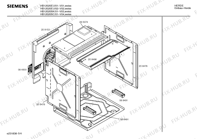 Взрыв-схема плиты (духовки) Siemens HB12020SC - Схема узла 04
