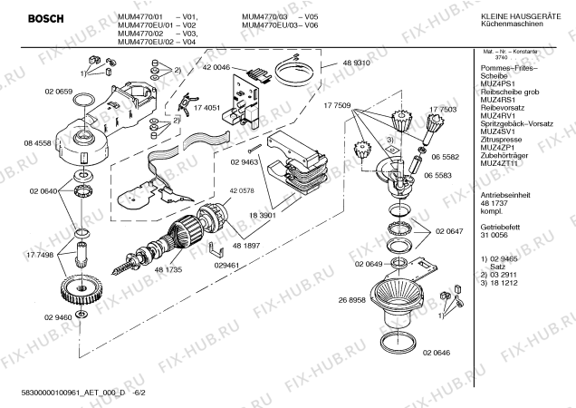 Взрыв-схема кухонного комбайна Bosch MUM4770EU, ProfiMixx 47 microtronic - Схема узла 02