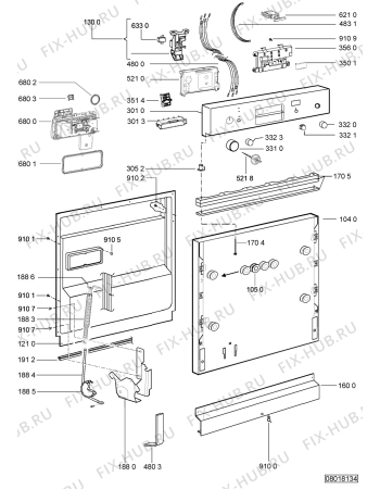 Схема №2 ADG 690/1 IX с изображением Панель управления для посудомоечной машины Whirlpool 480140102092