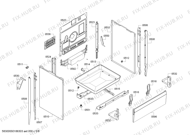 Взрыв-схема плиты (духовки) Bosch HGD85D223F - Схема узла 05