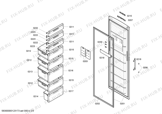 Схема №2 GSV30V31FF с изображением Стартовый узел для холодильника Bosch 00613683