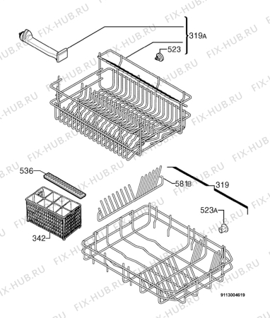Взрыв-схема посудомоечной машины Juno JSI3344S - Схема узла Basket 160