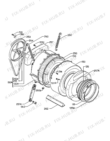 Взрыв-схема стиральной машины Zanussi FL1222C - Схема узла Tub and drum