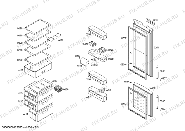 Взрыв-схема холодильника Bosch KGS36V01 - Схема узла 02
