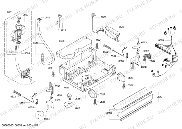 Схема №4 SMS69T48EU с изображением Передняя панель для электропосудомоечной машины Bosch 00703392