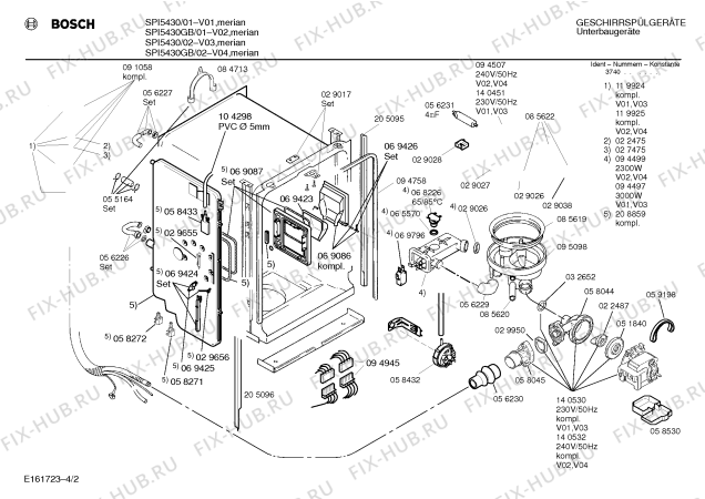 Взрыв-схема посудомоечной машины Bosch SPI5430GB - Схема узла 02