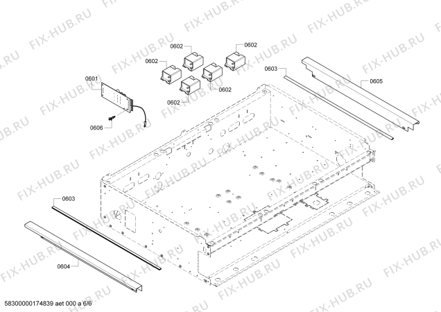 Схема №5 PC364GLBS с изображением Коллектор для плиты (духовки) Bosch 00663548