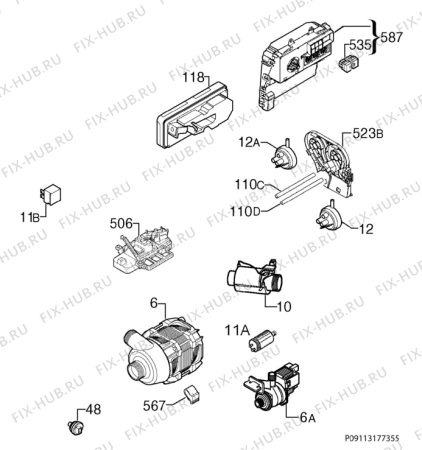 Взрыв-схема посудомоечной машины Zanussi ZDF1001 - Схема узла Electrical equipment 268