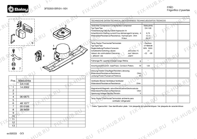 Взрыв-схема холодильника Balay 3FS3551SR - Схема узла 03