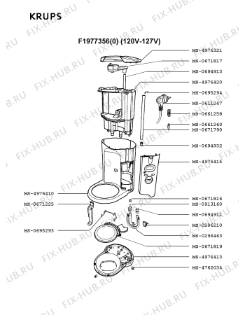 Взрыв-схема кофеварки (кофемашины) Krups F1977356(0) - Схема узла LP001517.7P2