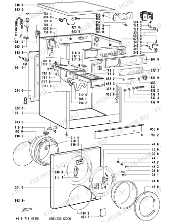 Схема №1 WA KO 1300/WS-NL с изображением Обшивка для стиралки Whirlpool 481245279714