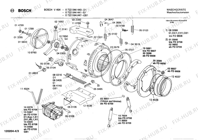 Взрыв-схема стиральной машины Bosch 0722044441 V454 - Схема узла 03