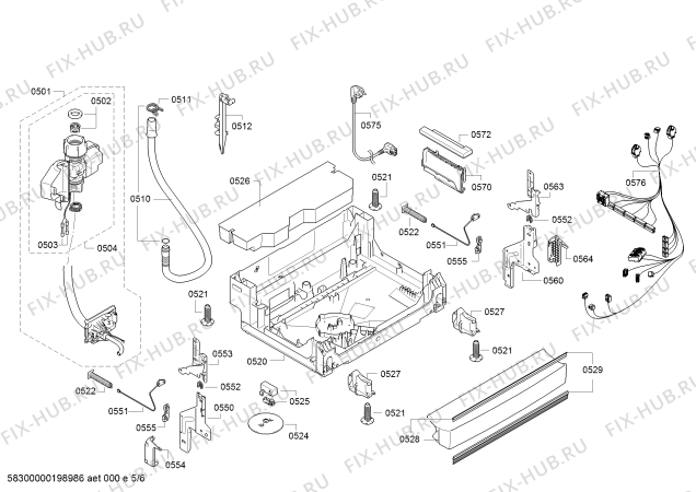 Схема №6 SMS40D18EU, AquaStop с изображением Инструкция по установке/монтажу для посудомоечной машины Bosch 00725239