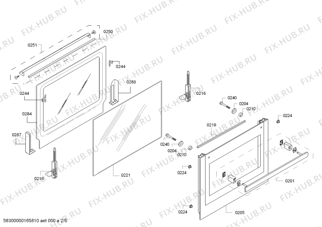 Схема №5 HBG78S751E H.BO.PY.L3D.IN.GLASS.B5/.X.E3_MCTG с изображением Внешняя дверь для электропечи Bosch 00685776