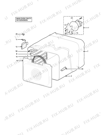 Взрыв-схема плиты (духовки) Electrolux EDOMSS - Схема узла H10 Main Oven Cavity (large)
