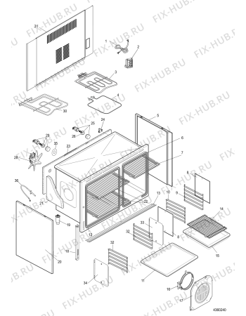 Взрыв-схема плиты (духовки) Ariston CPDO110XAUS (F053630) - Схема узла