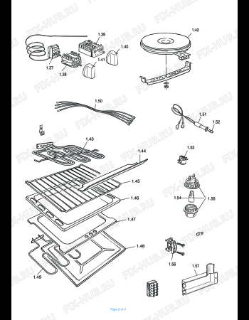 Взрыв-схема плиты (духовки) DELONGHI SEW 554 P - Схема узла 2