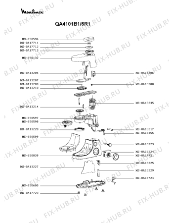Схема №5 QA4081B1/6R1 с изображением Корпусная деталь для кухонного измельчителя Moulinex MS-650599
