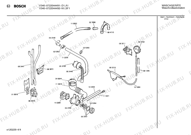 Взрыв-схема стиральной машины Bosch 0722044491 V310 - Схема узла 04