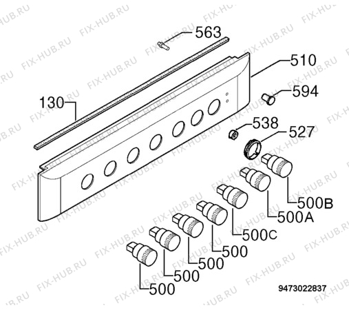 Взрыв-схема плиты (духовки) Zanussi ZCS6600W - Схема узла Command panel 037