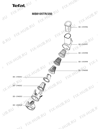 Взрыв-схема мясорубки Tefal MB8105TR/350 - Схема узла JP004501.9P2