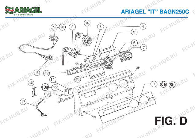 Взрыв-схема кондиционера Ariagel BAGN 250C - Схема узла 4