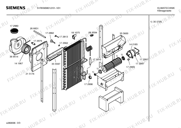 Взрыв-схема кондиционера Siemens S1RKM08012 pure air - Схема узла 03