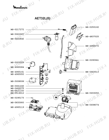 Взрыв-схема микроволновой печи Moulinex AET32L(0) - Схема узла MP002068.6P3