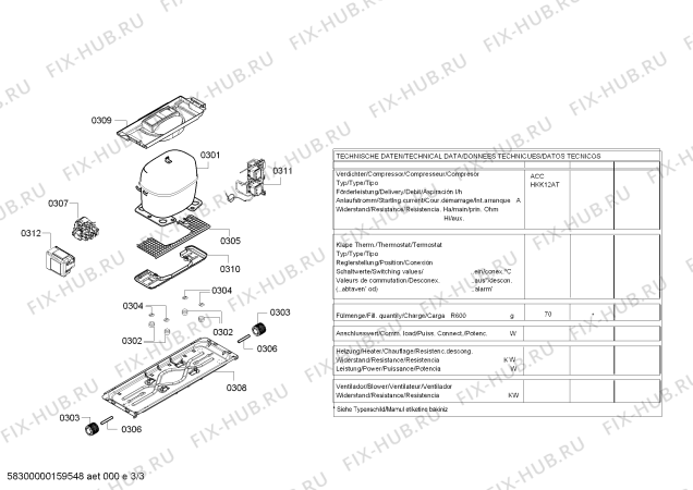 Взрыв-схема холодильника Siemens KG58EAW30N - Схема узла 03