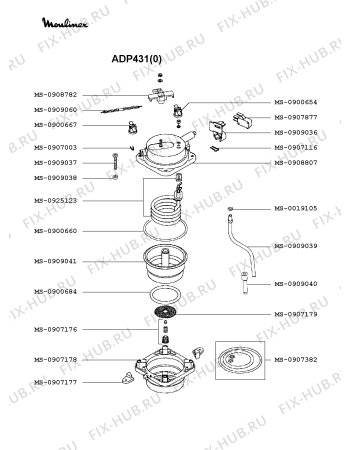 Взрыв-схема кофеварки (кофемашины) Moulinex ADP431(0) - Схема узла TP001878.5P3