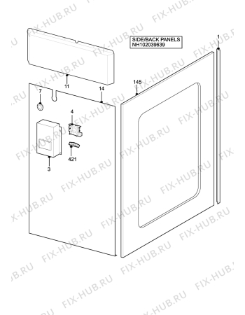 Взрыв-схема плиты (духовки) Tricity Bendix SB200/2 (TIARA) - Схема узла H10 Side/Back Panel