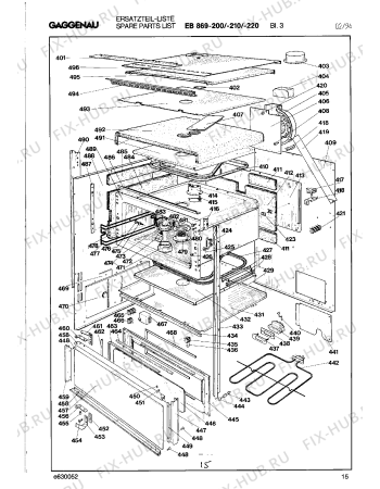 Взрыв-схема плиты (духовки) Gaggenau EB869200 - Схема узла 15
